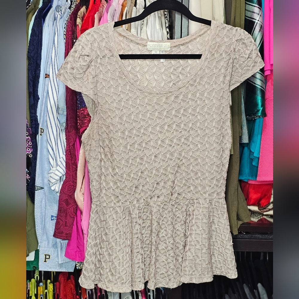 Forever 21 Tan Peplum Top